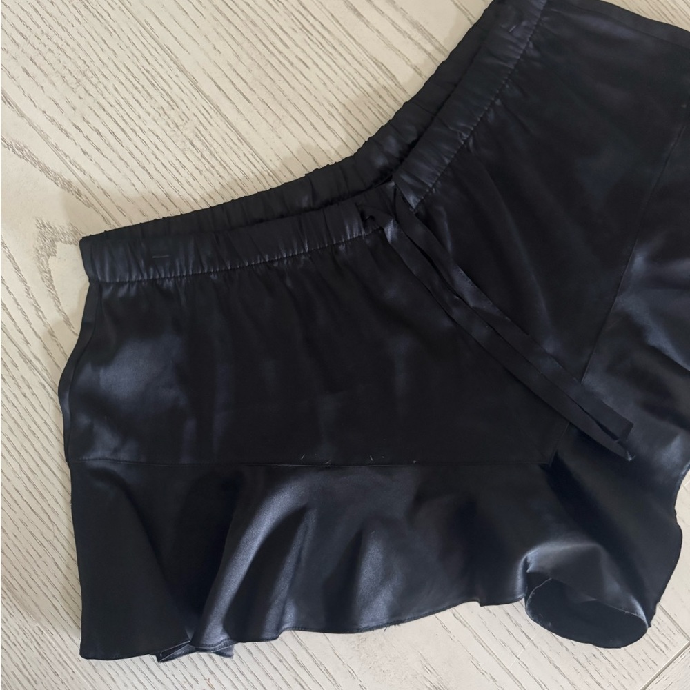 Victoria’s Secret Black Satin Ruffle Sleep Short